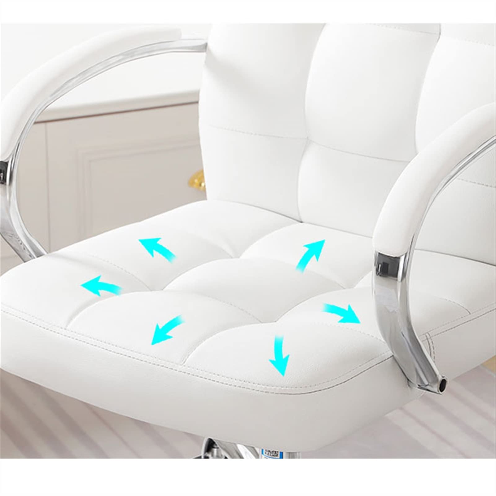 krzesło biurowe Ergonomiczne krzesło biurowe Krzesło biurowe z wysokim oparciem — białe/czarne Obrotowe krzesło biurowe LeatherSoft — krzesło obrotowe (Color : White)