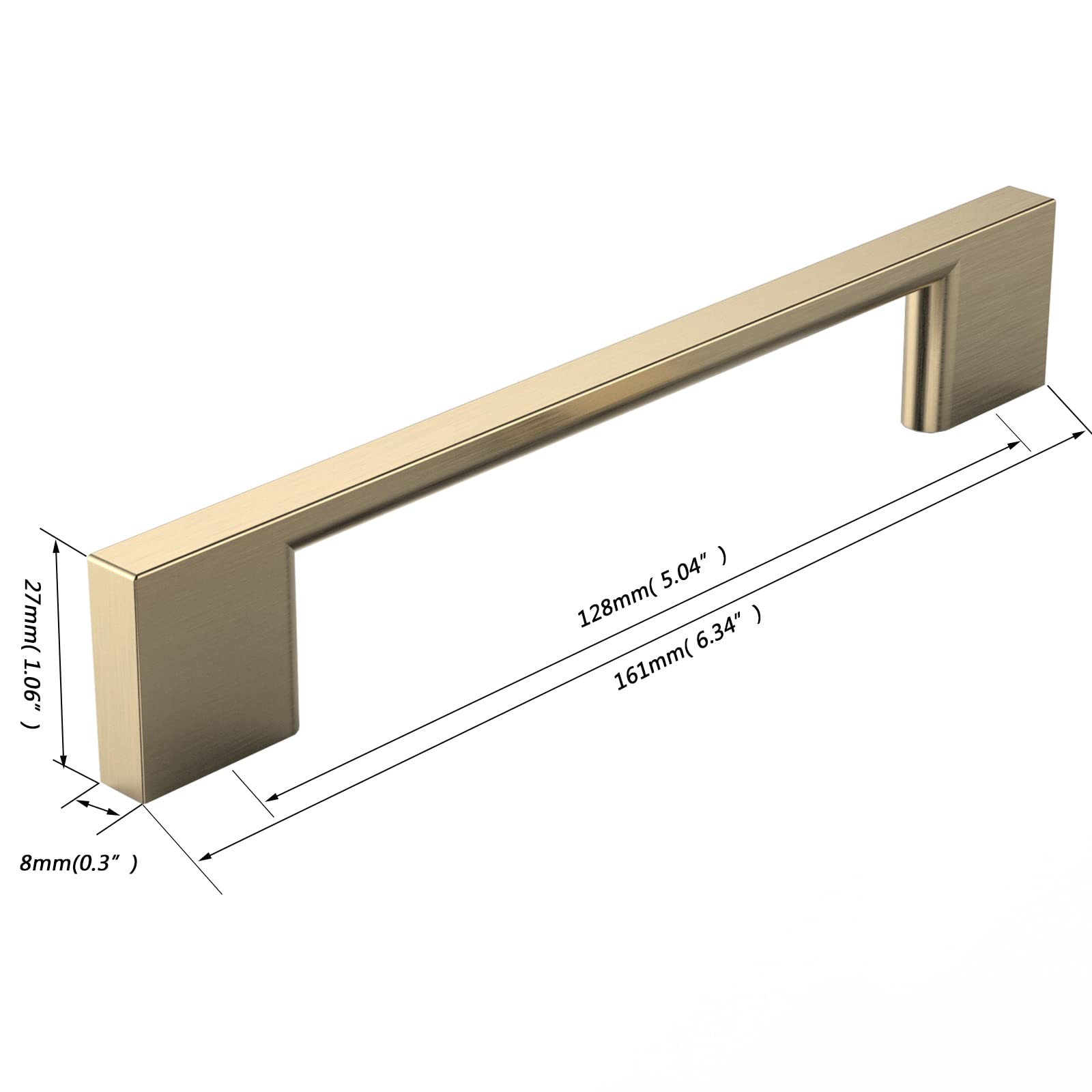 FURNIWARE 10 Pack Cabinet Pull, Brass Cabinet Handles,Hardware Drawer Pulls,Solid Aluminum Kitchen Cabinet Door Handles Pull - Image 4