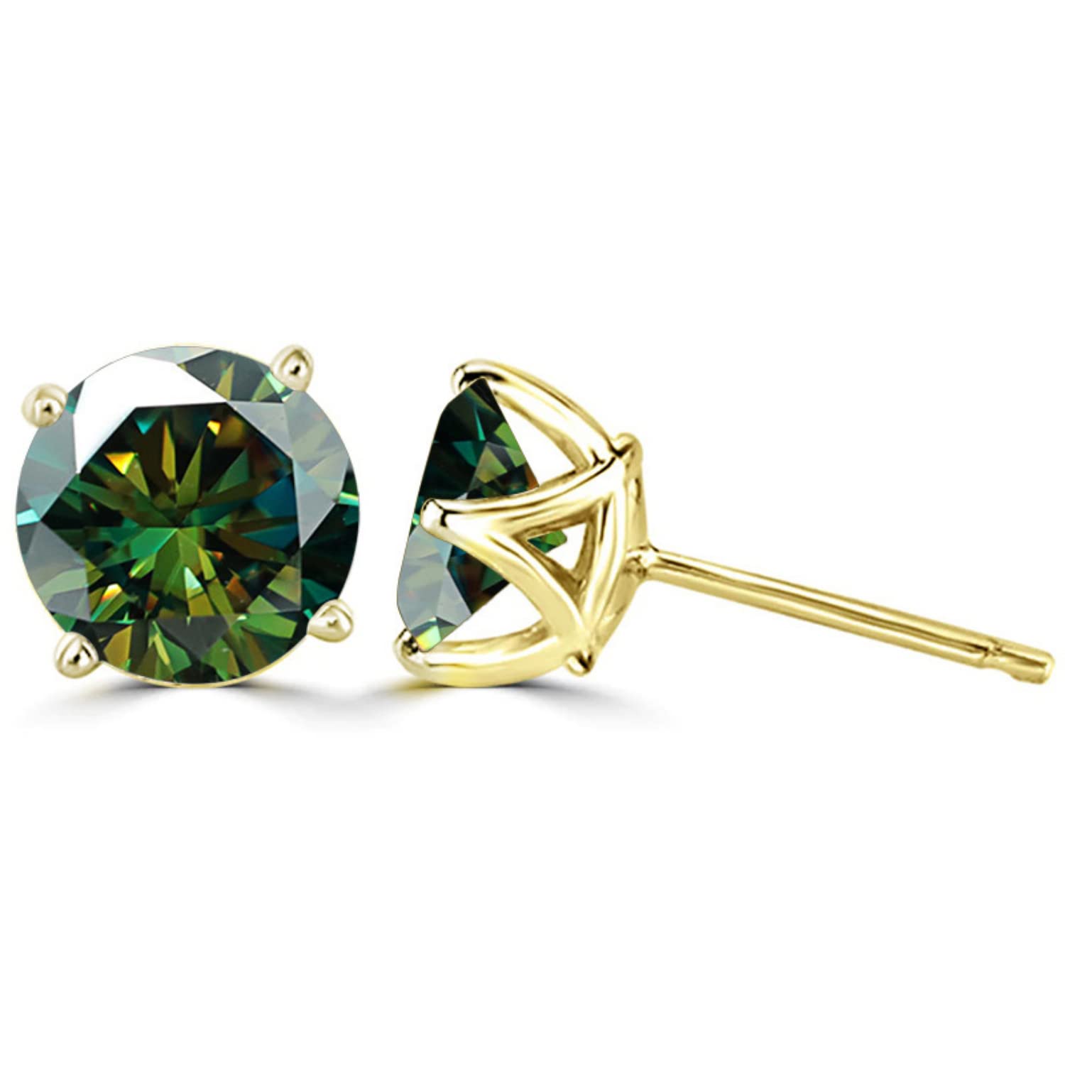 WZGWDC 1 Karat D-Farbe-Moissanit-Ohrringe für Damen und Herren, S925-Sterlingsilber, rosa/blau/grüner Diamant-Ohrstecker für Hochzeit, Valentinstag, Geburtstag, Geschenk mit Zertifikat