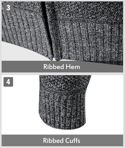 Image of LLdress Mens Knit Cardigan Sweaters Sherpa Lined Full Zip Hoodie With Pockets