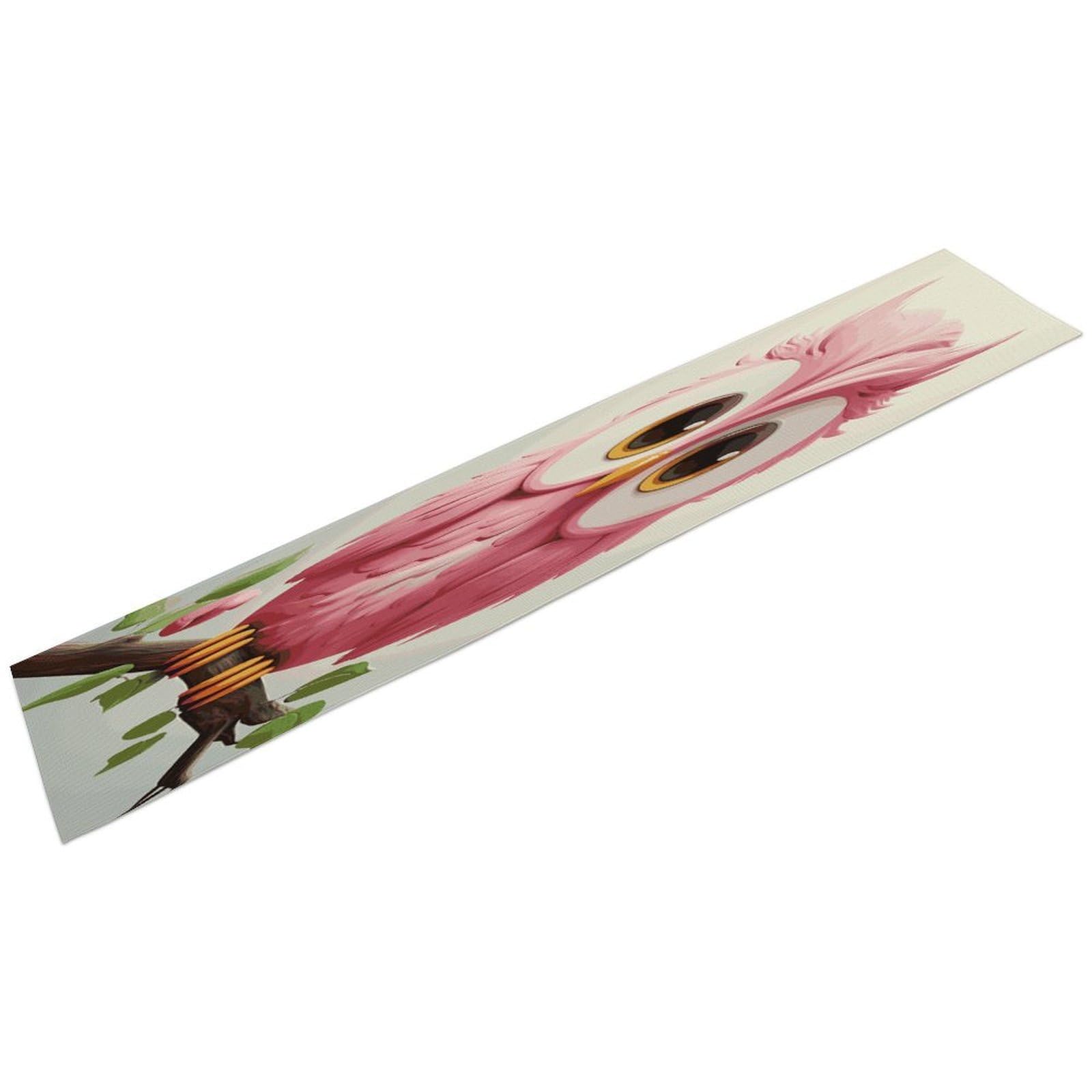 Btcowzrv Style A Pink Owl Linen Table Runner 72.4 Inches Long, Machine Washable Table Runner For Party Kitchen Dining Table Coffee Holiday Party Decor, 13.4"X72.4"
