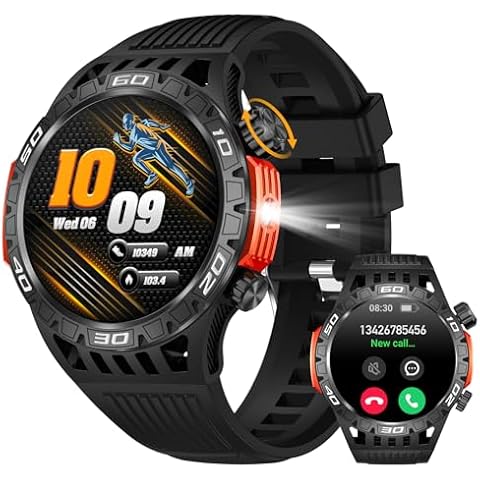 Military Smart Watch for Men 1.46" Outdoor Tactical Sports Smartwatch with Answer/Make Call,Fitness Watch,Blood Oxygen,Heart Rate and Sleep Monitor Compatible with iPhone and Android Phones, Black Cover
