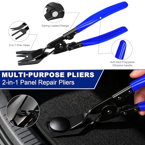 Image of 10Pcs Car Trim Removal Tool Kit Non-Scratch Pry Tool Auto Clip Pliers-Blue
