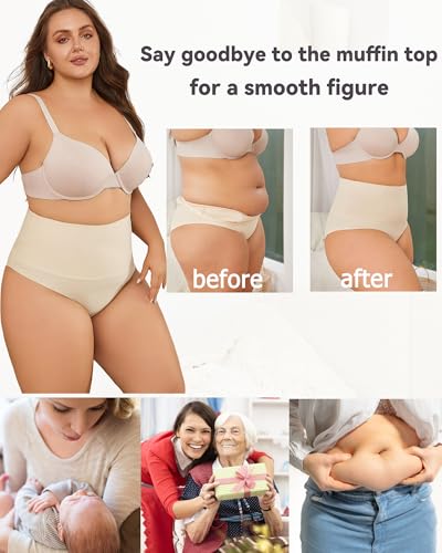 FINETOO Tummy Control Underwear Shapewear for Women Seamless High Waisted Panties Moderate Shaping Briefs S-3XL4