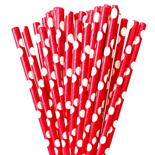 24 Pitillos Rojo con Lunares Blancos para Fiesta miniatura 1