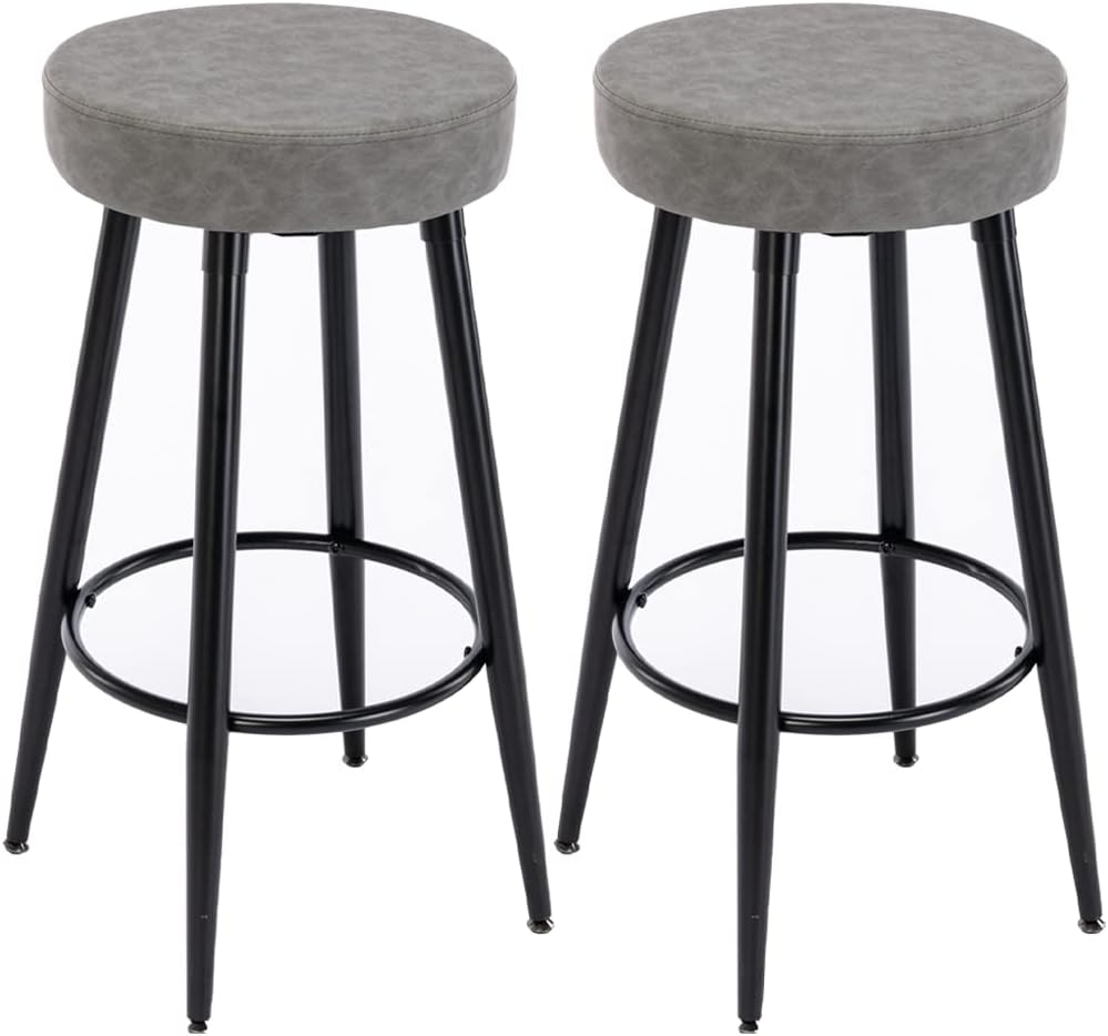 Dxacvkc Metal Bar Stools Set of 2, Round Kitchen Counter