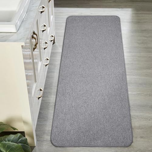 Bath Mat,Ultra Thin Bathroom Runner Rugs,Large Bath Mats for Bathroom,Quick Dry,Non-Slip,Machine Washable,Low Pile,Bath Rug,Shower Outside,Sink,Home Decor Accessories.Grey,1'5"x4'11"(17x59inch)