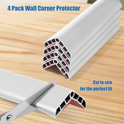 Image of Wall Corner Edge Protector 4 Pack,1.57x1.57x23.62x0.28 inch Soft Baby Proof Corner Guards for Sharp Edges, Self-Adhesive Corner Protectors for Home, Kindergarten,Thickness-White 7mm(0.28 in)