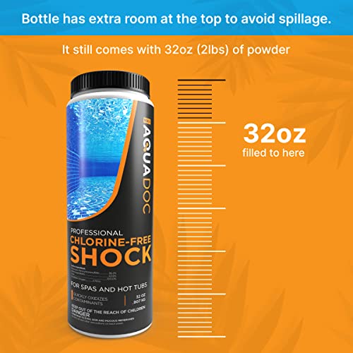 Non-Chlorine Spa Shock For Hot Tub - Chlorine Free Hot Tub Shock Treatment & Enhanced Shock To Assist Bromine & Chlorine Shock - Suitable Chlorine Free Shock Oxidizer - Spa Oxidizing Shock By Aquadoc #TOP2