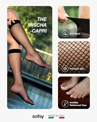 Image of sofsy Italian-Made Soft Fishnet Stockings for Women