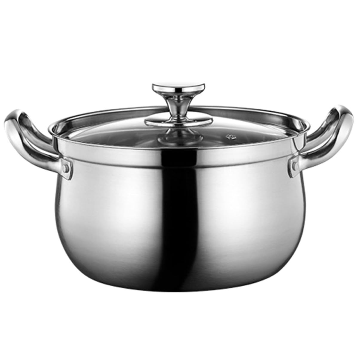 Marmite à soupe en acier inoxydable argenté avec couvercle, petite casserole de cuisine multifonction