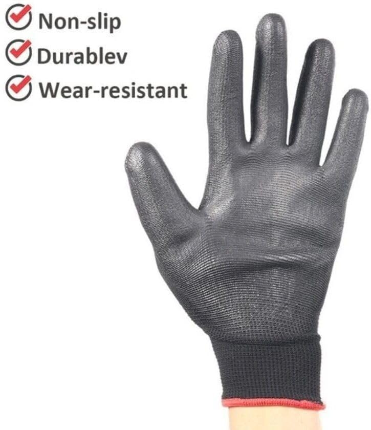 Image of AxisGrip Multipurpose Nylon Anti Cut PU Nitrile Coating Work Safety Gloves Black Pair 2