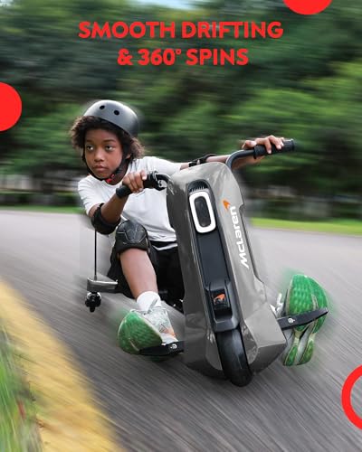 Image of 24V Electric Go Kart for Kids Age 6-12, 360 Spin Drift Cart, Black