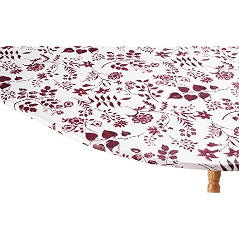WalterDrake Flowing Flowers Vinyl Elasticized Table Cover by HSK 45" - 56" Dia. Round Cover