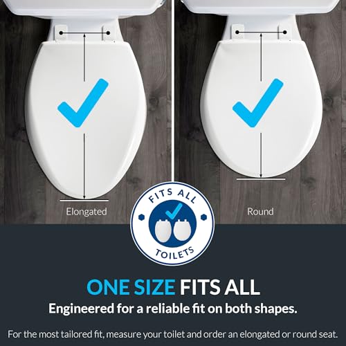 Image of Mayfair Universal Size Slow Close Toilet Seat, Durable Plastic, Fits Round & Elongated Toilets, White (Pack of 2)