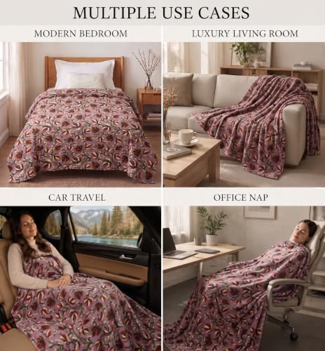Image of HOMEKART Ultra Soft Flannel Blanket Set of 2 for Single Bed | 220 GSM Premium Fleece Winter Blanket | Warm, Lightweight, Breathable & Skin Friendly | Durable,Easy Care | 60 x 90 Inches,Sage & Hot Pink
