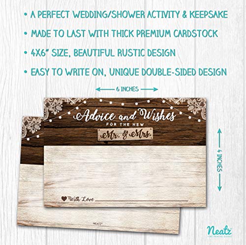 50 Rustic Wedding Advice Cards & Well Wishes for the Bride and Groom - Bridal Shower Games, Wedding Decorations, Rustic Wedding Decorations, Bridal Shower Decorations