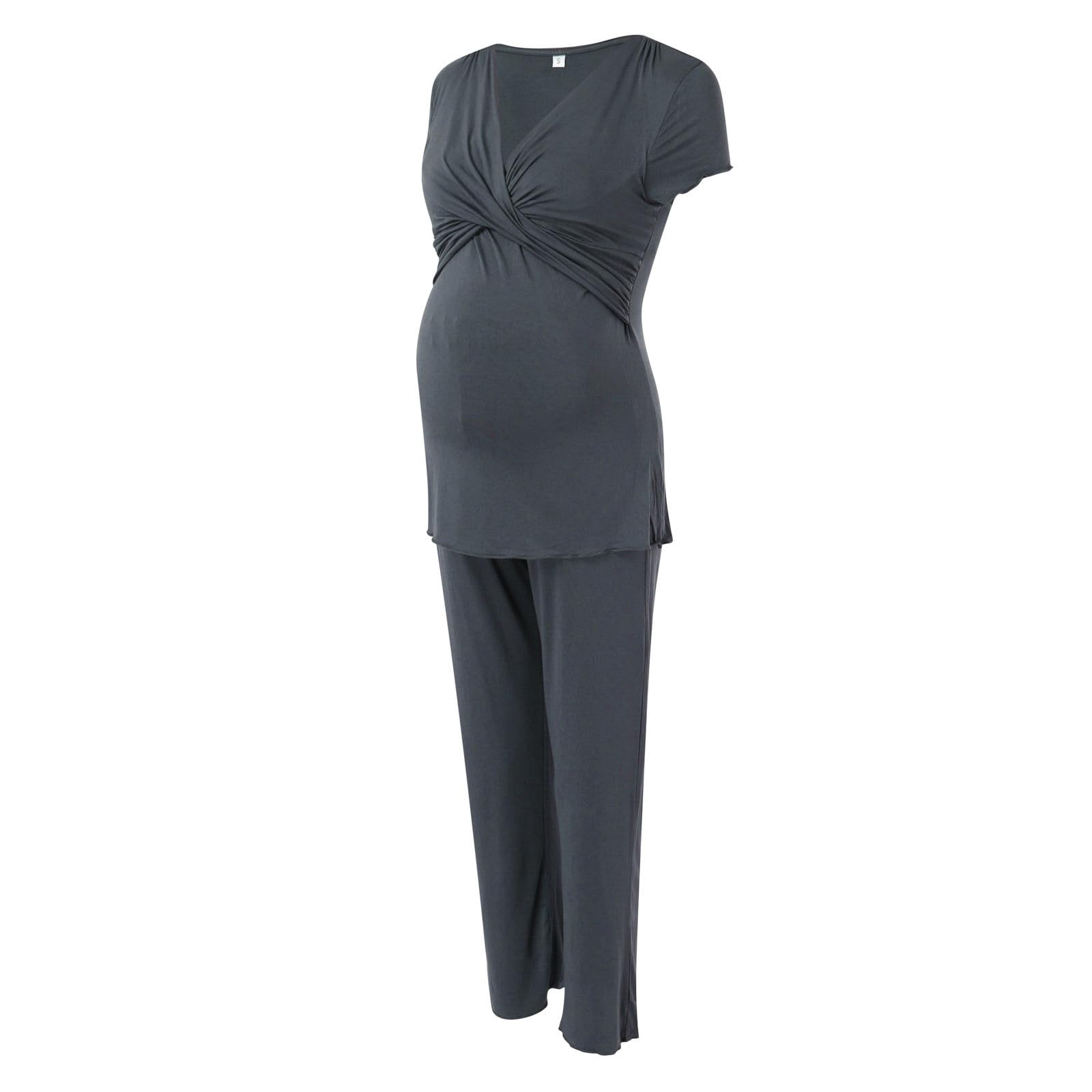 Generisch Set versatile per allattamento e relax, abbigliamento premaman per notte, top e pantaloni per momenti di allattamento moderni