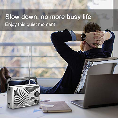 SEMIER AM FM Portable Radio, AC Power or Battery Operated by 2xD Cell Batteries Compact Transistor Radios, Big Speaker, Standard Earphone Jack and Large Knob (Battery not Included)