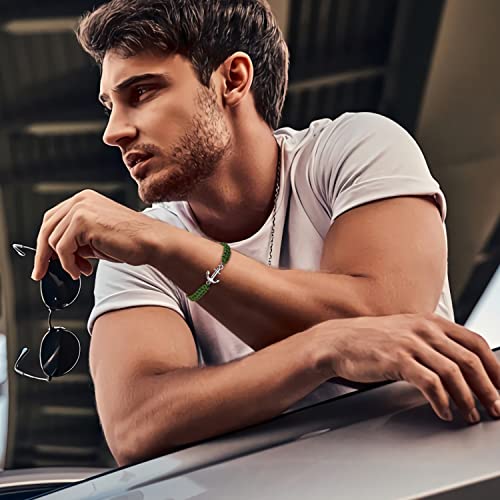 Pulsera ancla ajustable trenzada para hombre miniatura 3