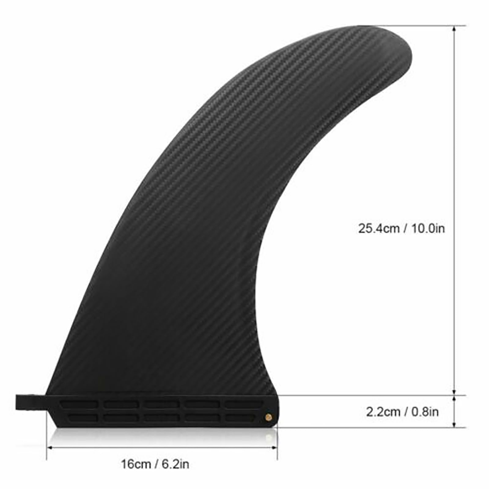 Pinna SUP Universale da 25,4 cm, Pinna Centrale in PVC per Tavola da Surf e Paddle Board, Leggera e Resistente all'Usura, Compatibile con Longboard e SUP (Nero)