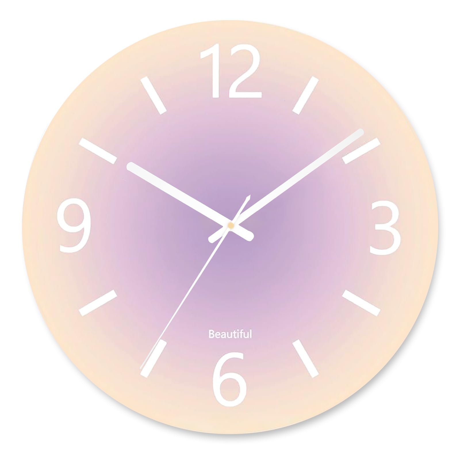 Grande horloge murale en verre trempé, horloge décorative ronde moderne pour cuisine/salle de bain/salon, 35,6 cm, style simple, horloge analogique d'extérieur à piles pour terrasse, porche