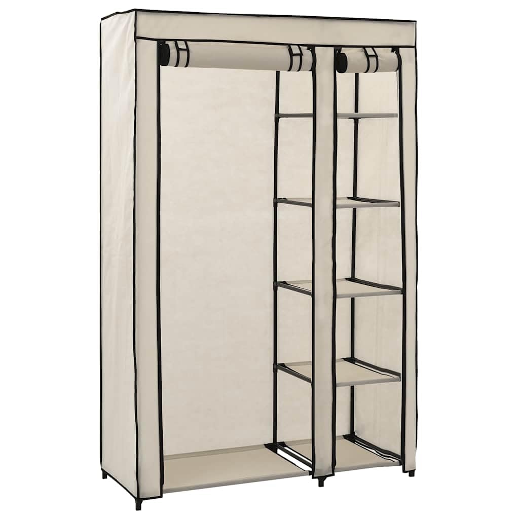 Kleiderschrank, faltbar, 110 x 45 x 175 cm, Stoff, cremefarben