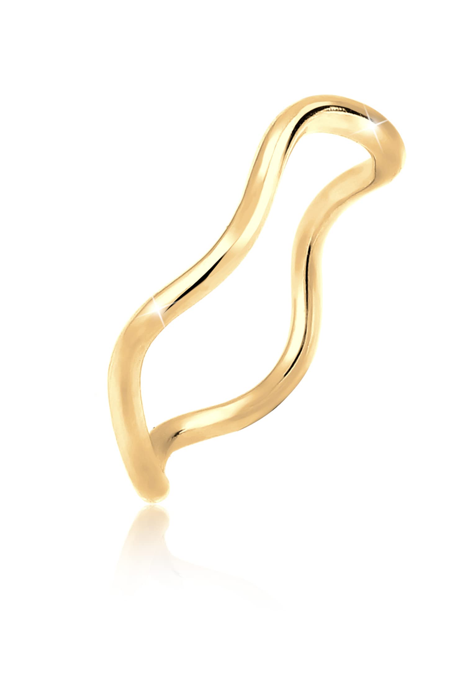 Elli Women Gold Plated 925 Sterling Silver Waves Ring - Size P