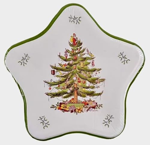 Spode Christmas Tree Pattern Star Shaped Dessert or Lunch Disposable Paper Plates, Set of 16 Spode Christmas Tree Pattern Star Shaped Dessert or Lunch Disposable Paper Plates, Set of 16