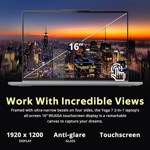 Image of Lenovo Yoga 7 2-in-1 16 inch 2K Touchscreen Laptop, AMD Ryzen 7 8840HS, 16GB LPDDR5X, 1.5TB Storage (512GB SSD+1TB Docking Station), Backlit Keyboard, Fingerprint, FHD Webcam, Copilot, Win11, Grey