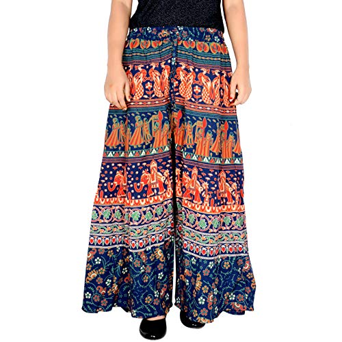 Image of Rajvila Women's Cotton Regular Fit Printed Palazzo for Women (P38NT 0007)