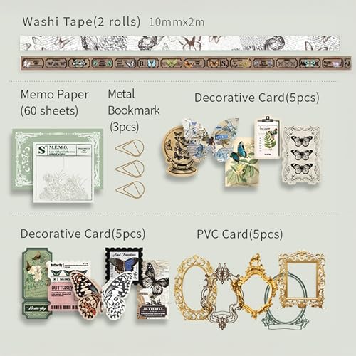 Image of The AutoStory Enchanted Scrapbook Kit A6 Junk Journal Woodland Botanical Stickers Tree Decorative Papers Washi Tape DIY Craft Art Keepsake Memory Decor Gift Women Teens (Forest Legend, Green)