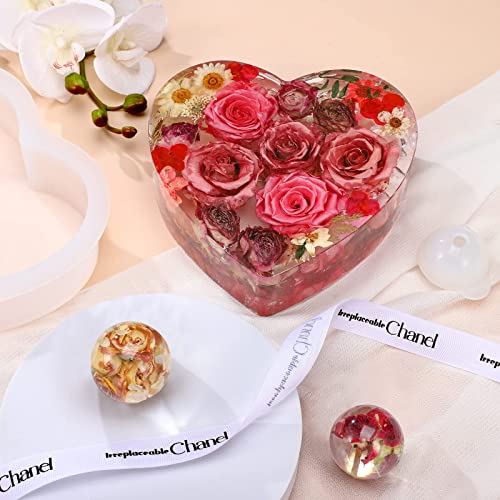3 Pcs Large Silicone Molds For Resin Glossy Deep Square Molds Hexagon Silicone Molds Heart Bookends Resin Mold With 3 Pcs Round Epoxy Resin Molds For Flowers Preservation Diy Art Making Home Decor #TOP2
