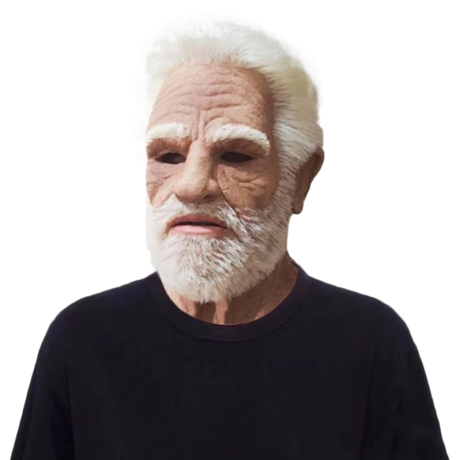 Latex Realistic Face Cover, Old Man Face Cover For Adults, Helmet Headgear Scary Costume, For Carnival Party Cosplay Haunted House Masquerade Events Theater Halloween.