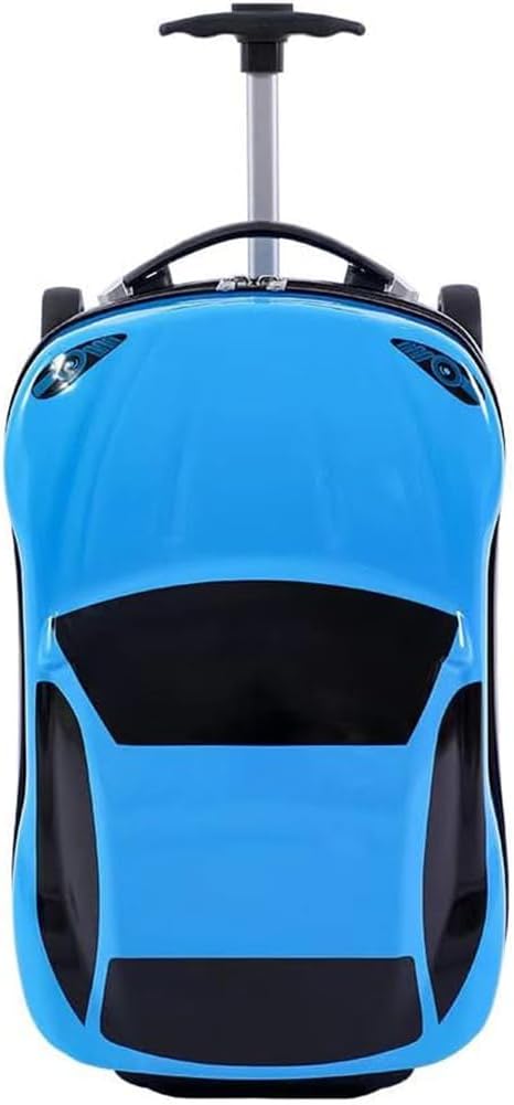 18" Car Suitcase for Boys, Pull-Along Suitcase for Kids,Cartoon Car Design Children's Travel Luggage with Retractable Handle for Children Teenagers (Blue)