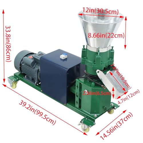 Image of 12mm Animal Feed Pellet Machine Chicken Feed Pellet Maker Farm Fodder Granulator 220V Four Head Press Roller 150-200KG /h 4.5KW