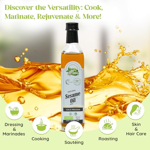Image of Natural Cold Pressed Sesame Oil 500ml, White, High in Vitamin E, D & K