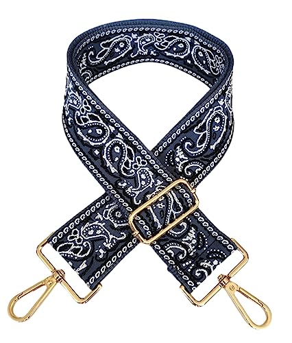 Image of 1pc Adjustable Strap Replacement 2inch Wide Paisley Jacquard Belt for Crossbody Purse Handbag Shoulder Guitar Camera Bag (Grey)