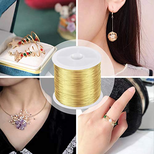 mikimiqi jewelry wire - 328ft 26 gauge tarnish resistant copper 04mm x 100m gold