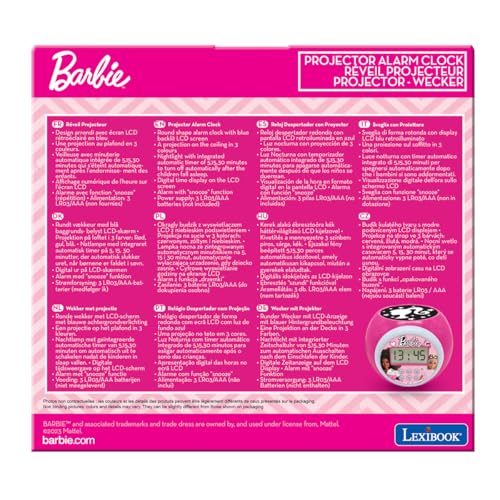Lexibook, Barbie Réveil Projecteur, RL977BB
