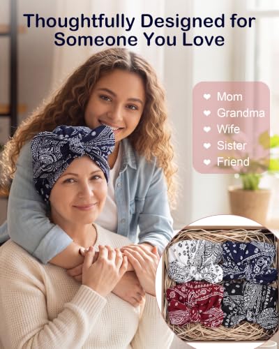 Image of Halfchet 4 Pcs Chemo Scarf Pre Tied Turban for Women | Pre Tied Cancer Caps Head Scarf Turbans for Women Patients Gifts