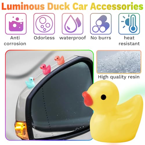 11 PCS Cute Duck Rearview Mirror Accessories, Solid Color Duck Car Accessories, Dashboard Decorations Adhesive Ornaments, Fun Duck Car Decorations Interior Decor