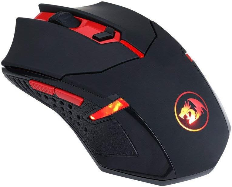 Redragon M601-WL-BA Wireless Gaming Mouse and Mouse Pad Combo, Ergonomic MMO 6 Button Mouse, 2400 DPI, Red LED Backlit & Large Mouse Pad for Windows PC Gamer (Black Wireless Mouse & Mousepad Set)