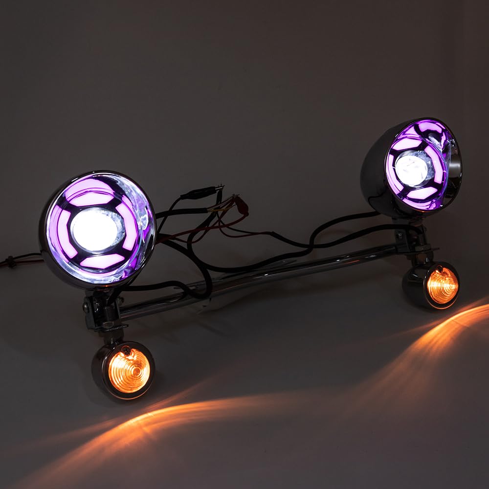 Faro adicional para motocicleta de 3,94'' luz de conducción, faro antiniebla, intermitente con soporte para Cruiser Custom Shadow Spirit VT400 750 1100 VTX1300 1800 STEED (Carcasa blanca)