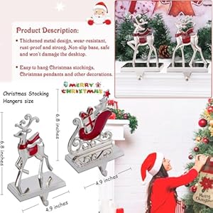 4PCS Reindeer Stocking Holders for Mantle Decor Sleigh Weighted Christmas Stocking Fireplace Holder Heavy Duty Mantle Stocking Hook Holiday Xmas Decor (Reindeer Sleigh, 4) 4PCS Reindeer Stocking Holders for Mantle Decor Sleigh Weighted Christmas Stocking Fireplace Holder Heavy Duty Mantle Stocking Hook Holiday Xmas Decor Reindeer Sleigh 4