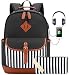 Produktbild Laptop Rucksack für 15.6 Zoll Computer Schulrucksack mit USB Ladeanschluss Moderne Canvas Rucksack für Mädchen, Teenager für Schule (Schwarz3)