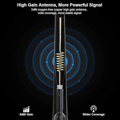 Miniatura 3 de QGOO Adaptador WiFi ac600 Mbps, adaptador USB inalámbrico 2.4 GHz5 GHz doble banda 802.11 ac red LAN tarjeta para computadora de escritorio portátil