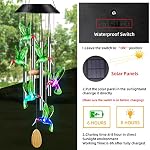 DesGully Chimes de vent,Cummingbird Solar Wind Chimes pour l'extérieur, Tubes d'aluminium Memorial Wind Bell pour Garden / Patio Decor cadeaux d'action de grâce pour maman, femme, Grand-mère Voisins(25 Tonalité profonde de pouce)