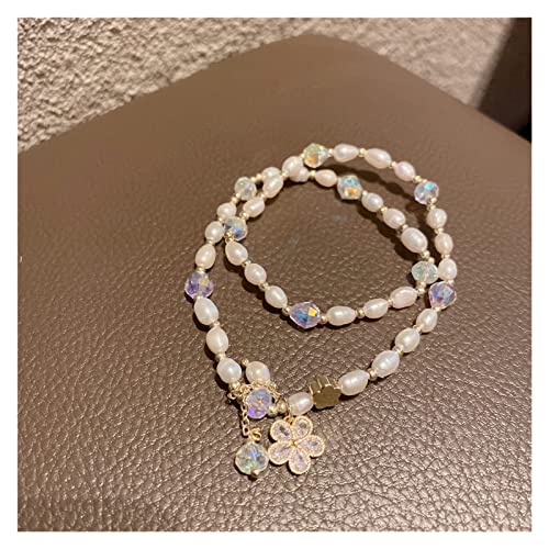 Bracelet fleur double cercle avec perles d'eau douce pour sublimer vos tenues de bureau