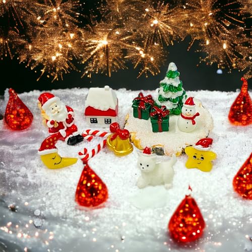Image of Moira 13 pcs Christmas Theme Miniature Decoration Items for Shops, Cake Toppers Plants, Terrariums, Doll Houses, Fairy Gardens